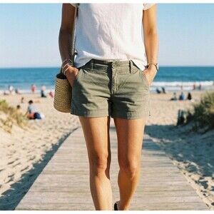 FSR Olive Green Chino Shorts Size 7 Mid Rise Twill Casual Summer